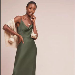 Anthropologie Elyse Bias Slip Dress Green Small